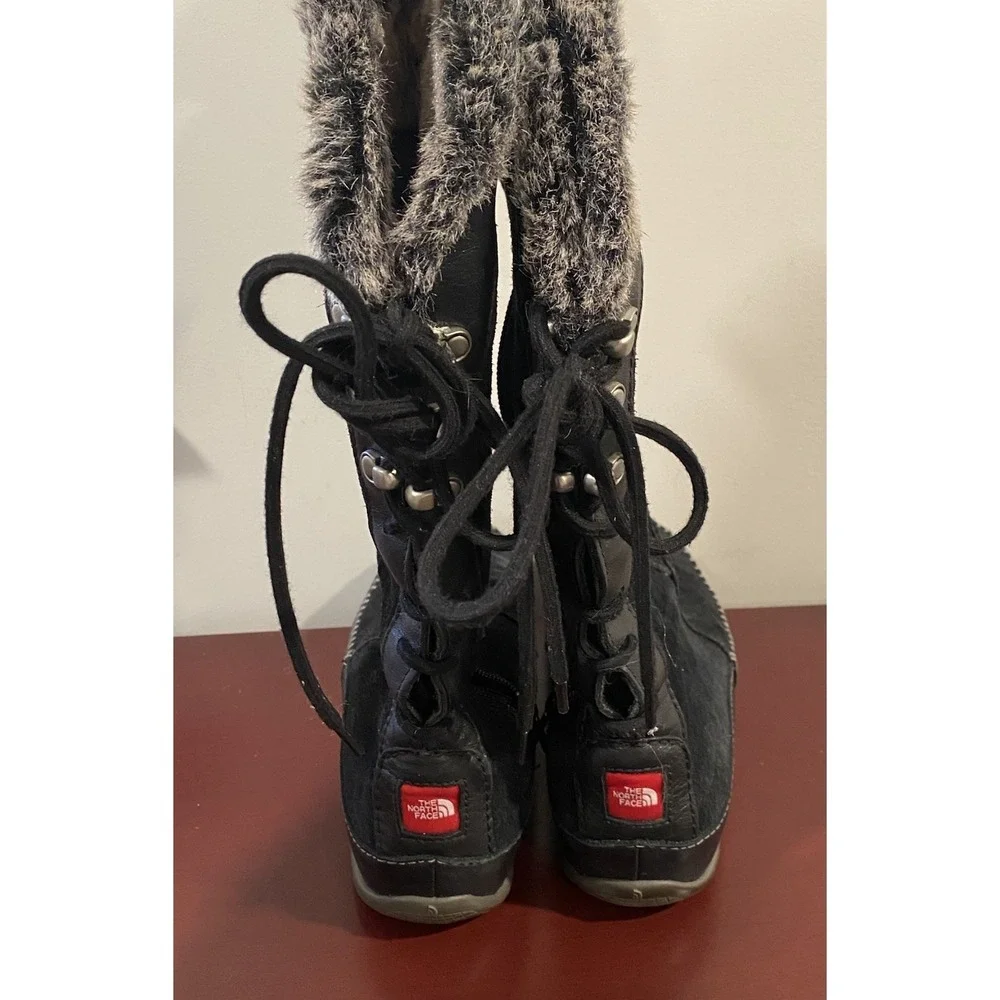 The North Face AHDZ PRIMALOFT Snow Boots Black Suede Faux Fur Lined Women's 7